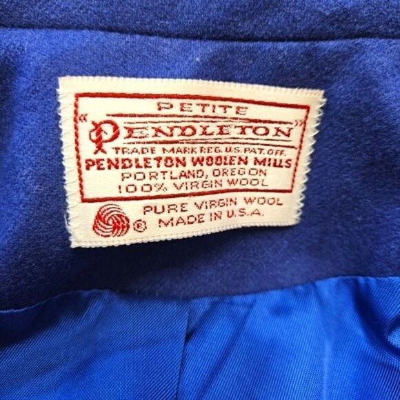 Pendleton Vintage Blue Virgin Wool Skirt Set Women's 10 Made USA Office Siren - Picture 10 of 15